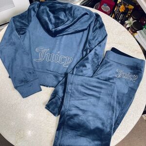 Juicy Couture y2k Regal Blue velour rhinestone bling tracksuit size small